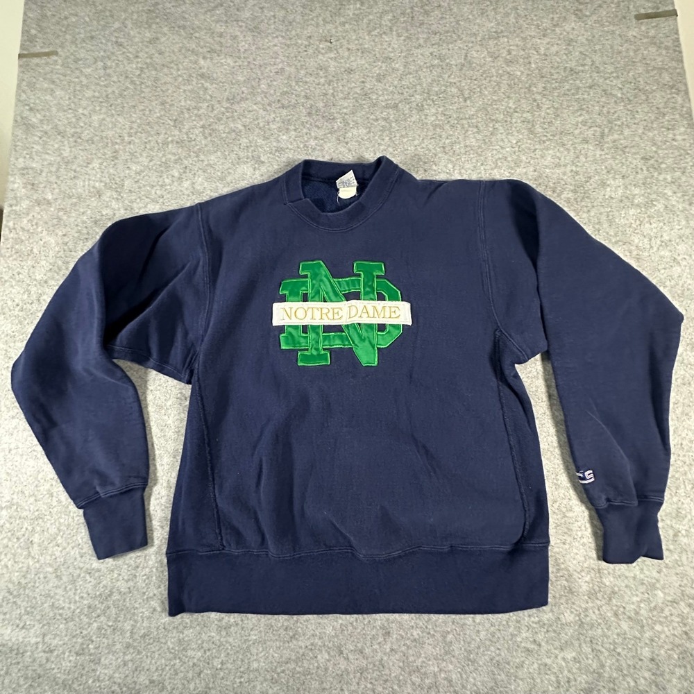 Crable Sportswear Notre Dame Sweatshirt Mens XL Navy Blue Embroidered Logo